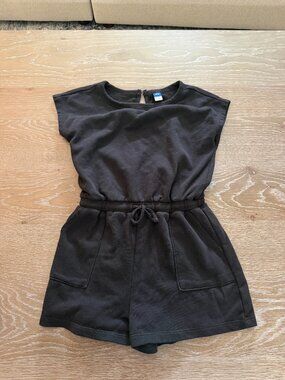 Girls Old Navy black terry one piece romper jumper shorts size Large 10-12